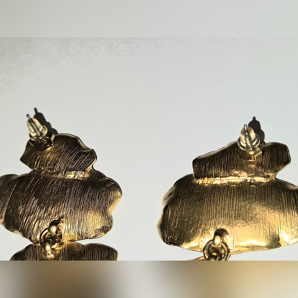 NEW Zara Gold Statement Earrings Metallic Maximalism Avant Garde Party - Picture 4 of 6